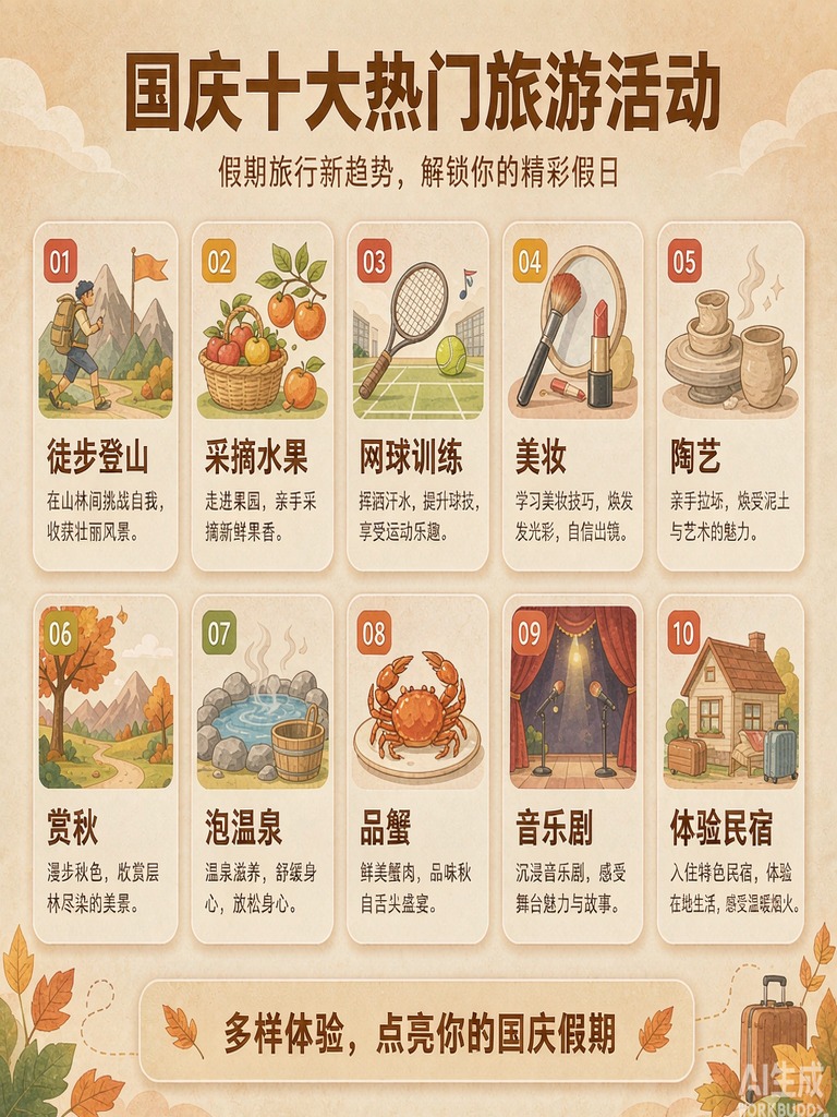 国庆十大热门玩法：从徒步登山到化妆体验